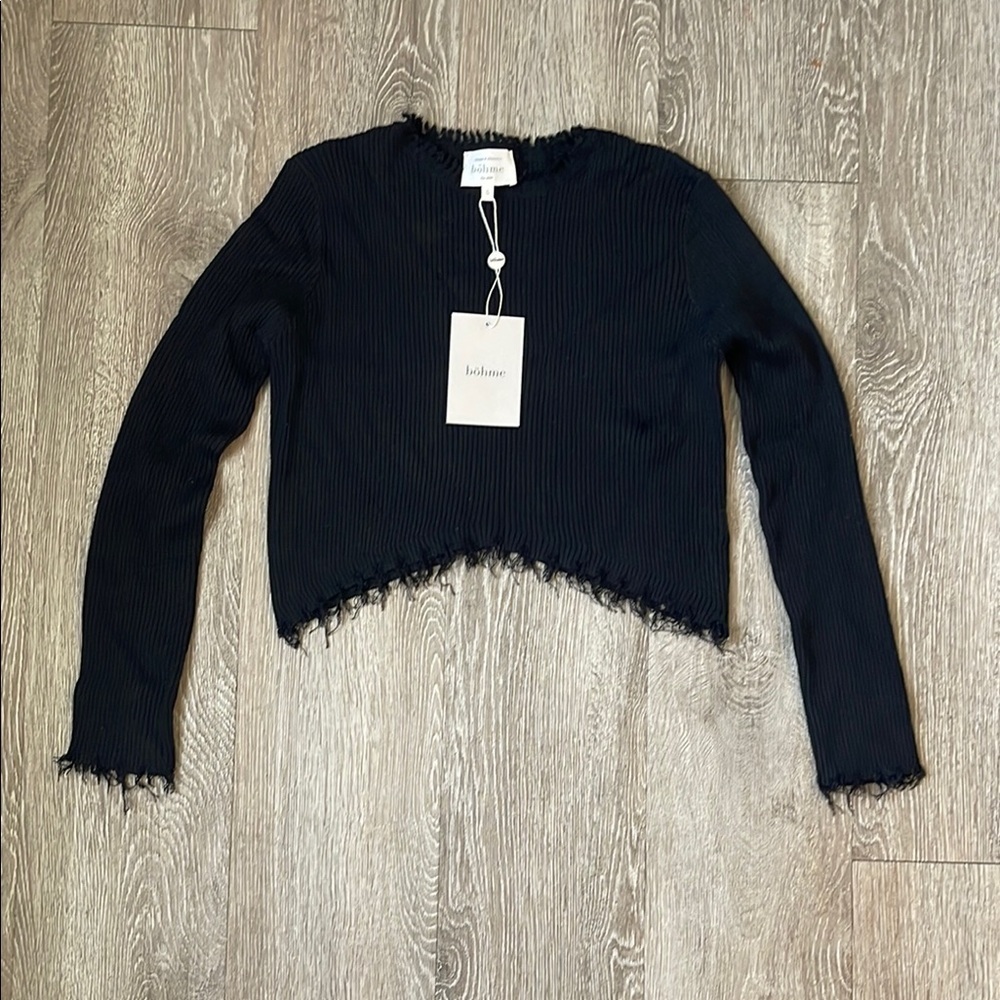 New nwt Bohme black long sleeve ribbed sweater size small